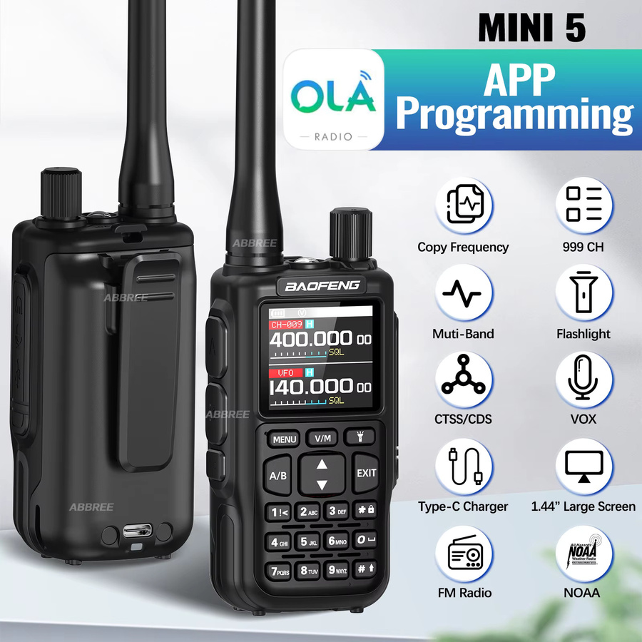 Baofeng Mini 5 Zweiwege-Funkgerät mit Bluetooth-Programmierung und 2200mAh Li-Ionen-Akku in Schwarz - Bild 2