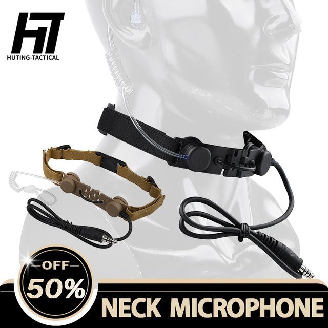 WADSN Taktisches Laryngeal-Kehlkopfmikrofon Sand für Kenwood und BaoFeng UV-5R UV-5X UV-82 Walkie-Talkie Headset U94 P - Bild 1