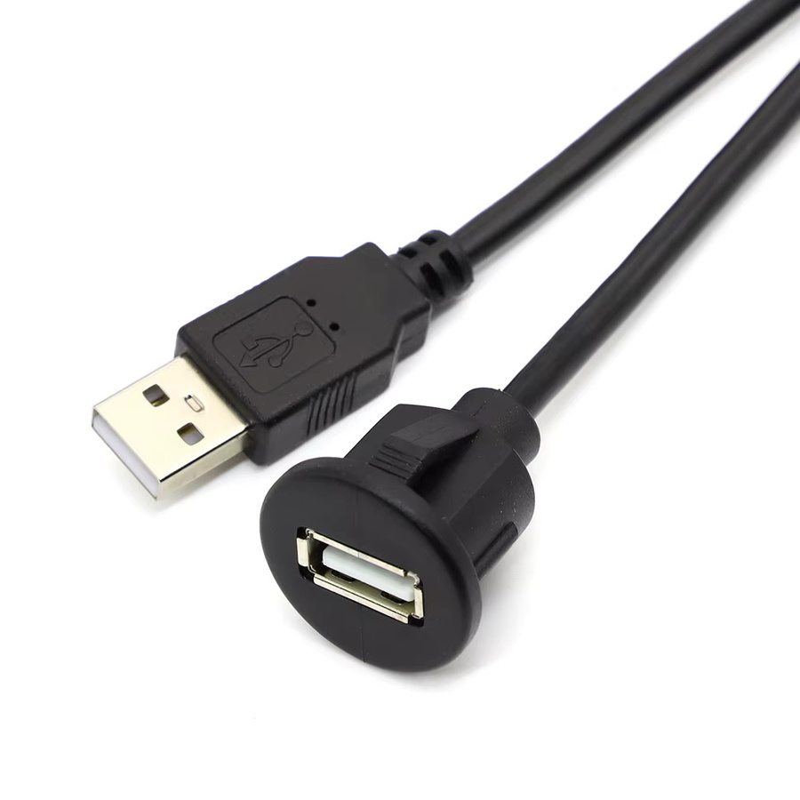 JCD USB 2.0 Verlängerungskabel für die Auto Armaturenbrett Installation, Single Port Panel Adapter, Schwarz - Bild 3