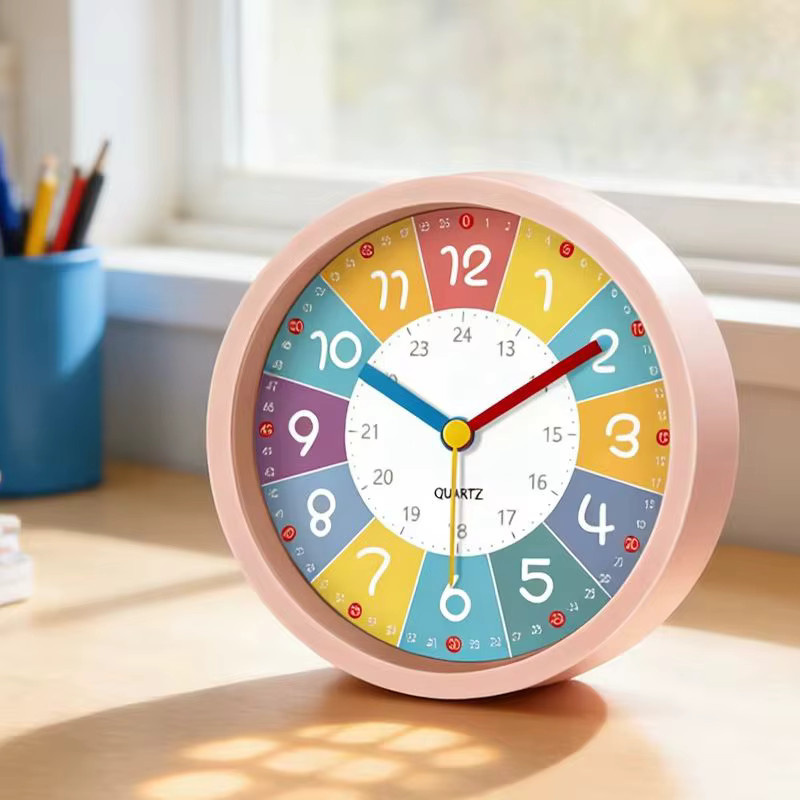 P.chuang Analoger Cartoon Wecker für Kinder, Rund, Blau/Mehrfarbig, Höhe: 13 cm - Bild 2