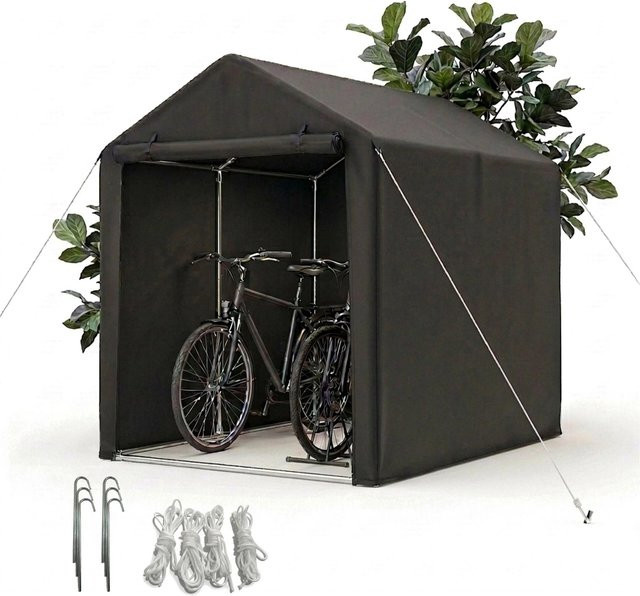 Relaxdays Fahrradgarage aus Stahl und Polyester in Schwarz, B/T/H: 160 x 120 x 180 cm - Bild 1