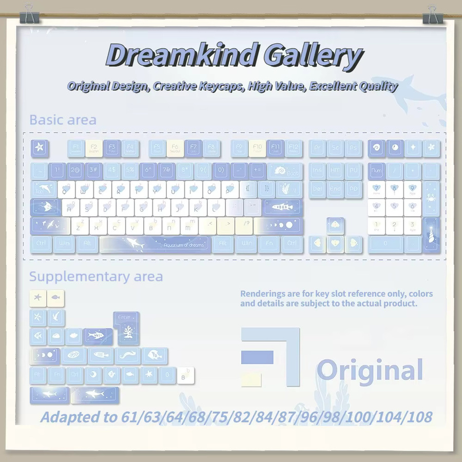 PBT-Tastenkappen im Cherry-Profil mit 120 Tasten und 5-seitigem Sublimationsdruck in Multicolour für mechanische Tastaturen (61-108 Tasten) - Bild 3