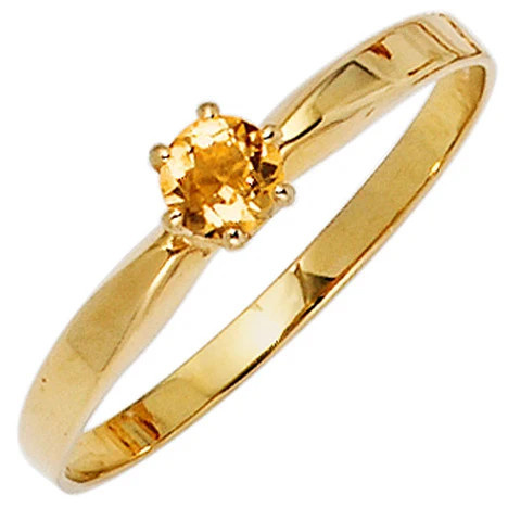 Colfem Ring 585 Gelbgold, Citrin, Damen, Größe 52 - Bild 1