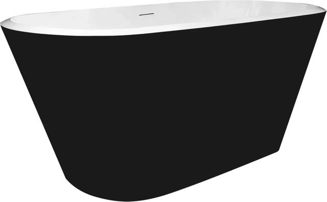 AICA Freistehende Badewanne aus Acryl in Schwarz Matt mit Ab- und Überlauf, Oval, B: 150 cm, T: 72 cm - Bild 1