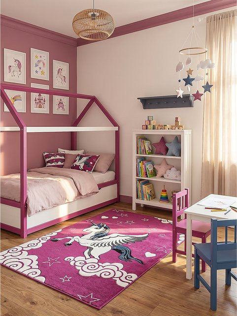 Kinderteppich Kadima Design von CASOLA in Fuchsia, Kurzflor, Breite: 120 cm, Tiefe: 170 cm - Bild 1