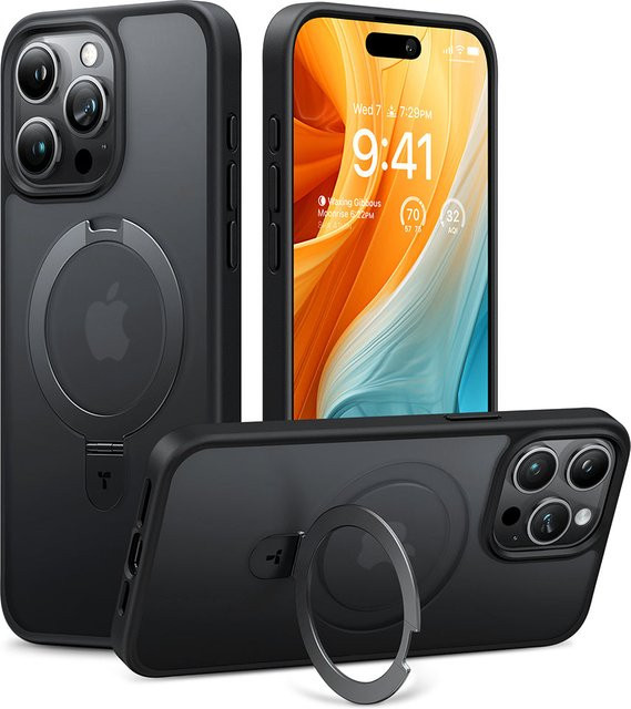 Torras MagSafe Hülle für Apple iPhone 15 Pro Max mit Ostand in Schwarz - Bild 1