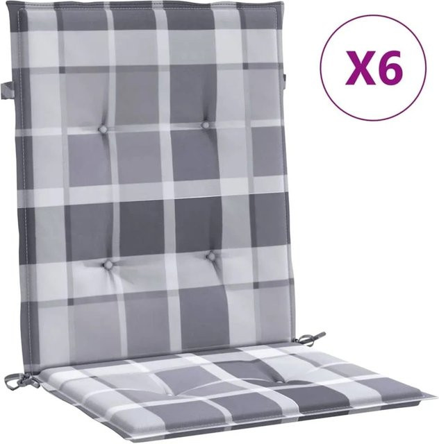 6er Set vidaXL Gartenstuhlauflagen für Niedriglehner aus Polyester in Grau, B/B/H: 100 x 50 x 3 cm - Bild 1