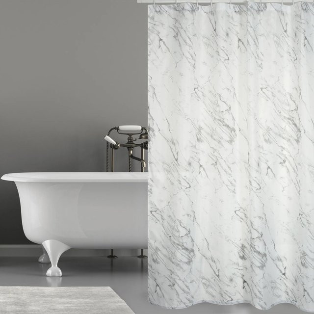 MSV Duschvorhang Toskana aus Polyester in Weiß-Grau, B: 180 cm, H: 200 cm - Bild 1