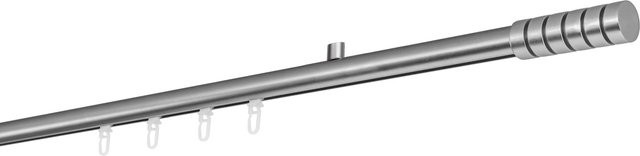 Ondeco Gardinenstange auf Maß mit Innenlauf 20mm Rille und Gleitern, Deckenträger, Edelstahl-Optik, Farbe: Silber - Bild 1