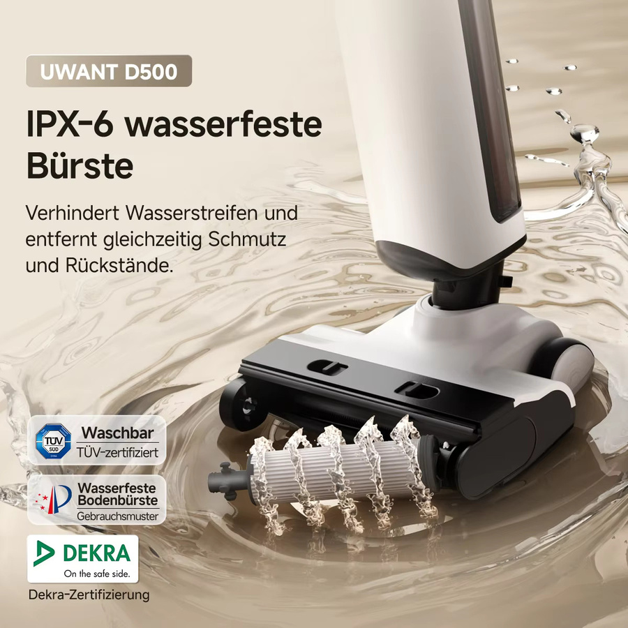 UWANT D500 Nass-Trockensauger in Weiß mit 17000 Pa Saugkraft, 180 Grad Lay-Flat Funktion, AI Selbstreinigung und 65 Grad Celsius Heißlufttrocknung sowie dreiseitiger Randreinigung - Bild 4