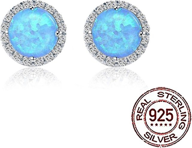 CWWZircons Ohrstecker, 925 Silber, Zirkonia, blauer mystischer Opal, Damen - Bild 1