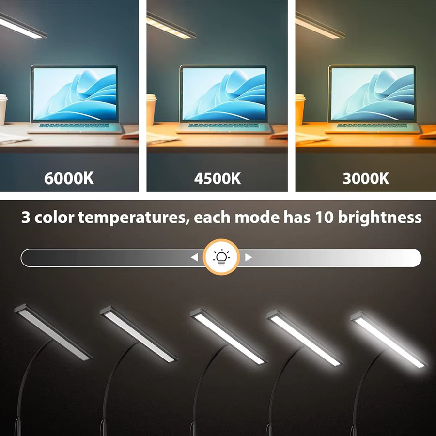 AMARYLLIS LED-Schreibtischlampe mit Klemme in Schwarz, dimmbar und verstellbar mit Fernbedienung und USB-Anschluss - Bild 2