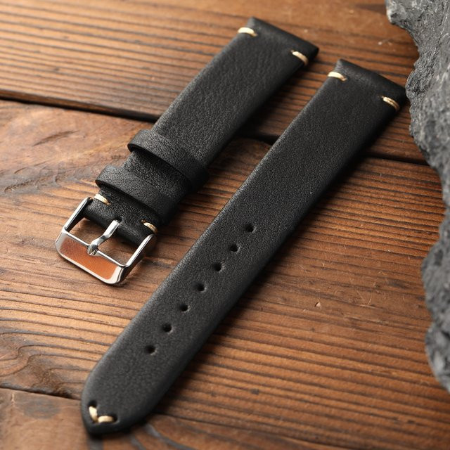 PSTARY Uhrenarmband Leder, schwarz, Herren - Bild 1
