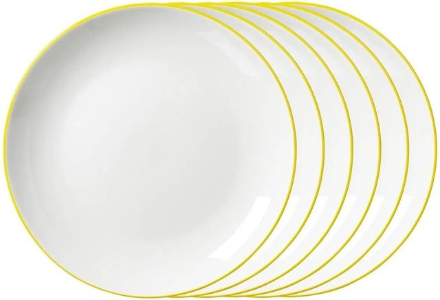 Ritzenhoff & Breker Adela Dessertteller aus Porzellan, Gelb/Weiß, 6er Set, Durchmesser: 20,5 cm - Bild 1