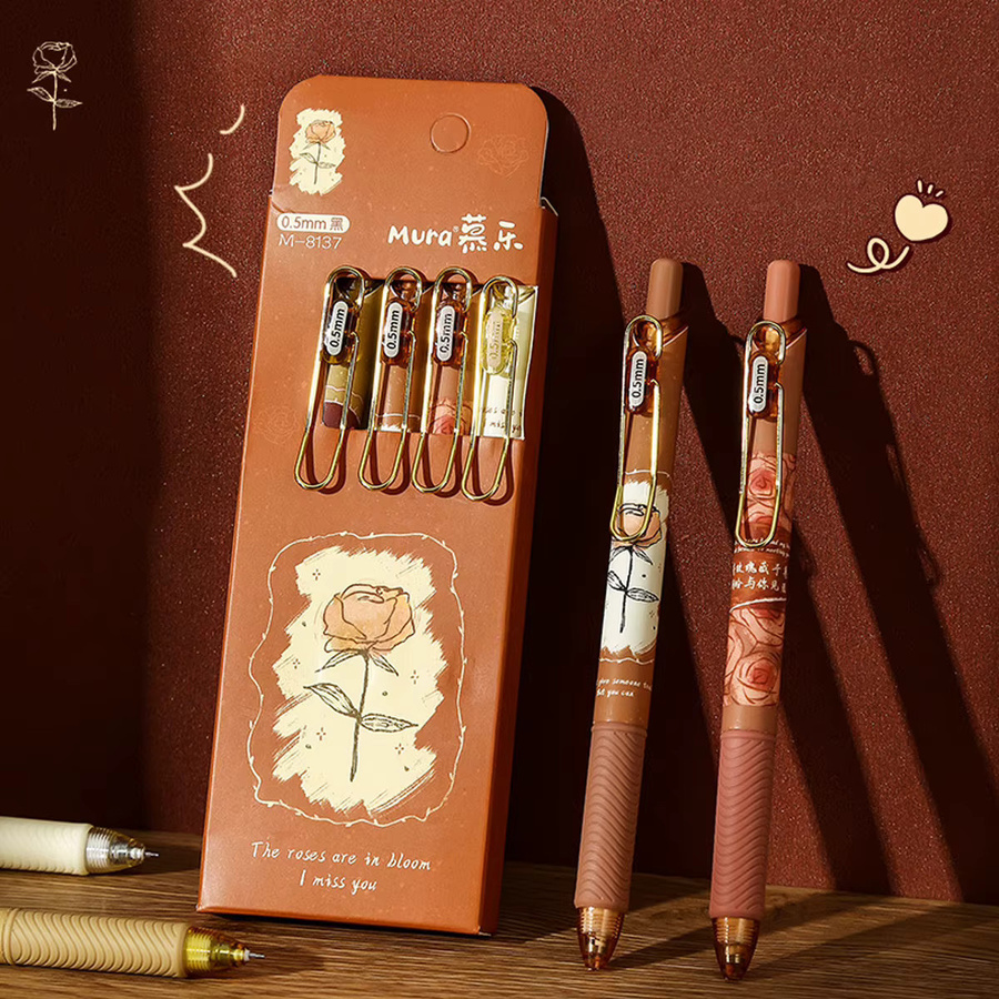 Mule Rose & Poetry Einziehbare Gelstifte, 4er-Pack, Mehrfarbig (Pink) - Bild 3