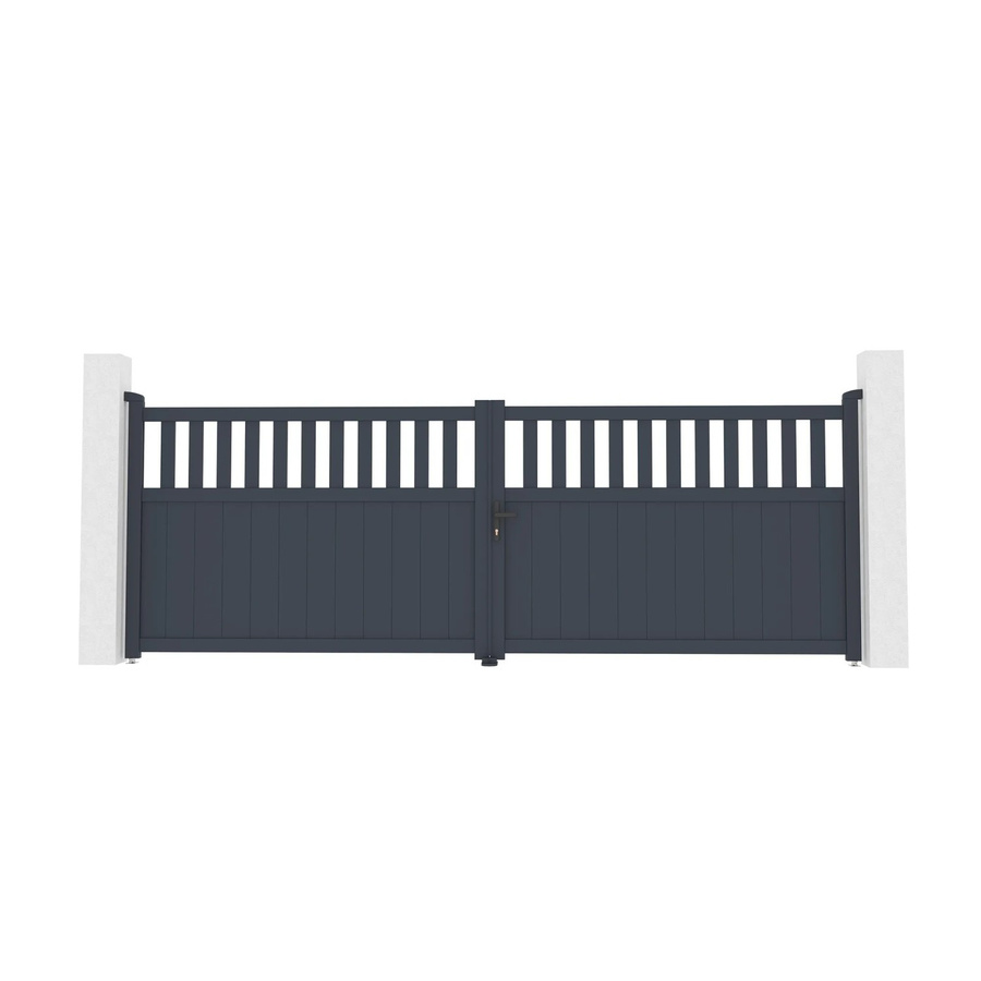 Casanoov Flügeltor Santis Doppel-Flügeltor aus Aluminium in Grau mit 2 Eifel Pfosten B: 400 cm, H: 140 cm, Pfosten B/T/H: 20 x 20 x 166 cm - Bild 2