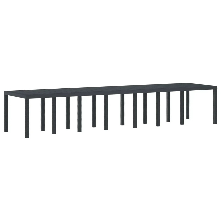vidaXL Gartentisch aus Polyrattan in Anthrazit, ausziehbarer rechteckiger Gartentisch mit Metallgestell, B/T/H: 400 x 100 x 73 cm - Bild 2