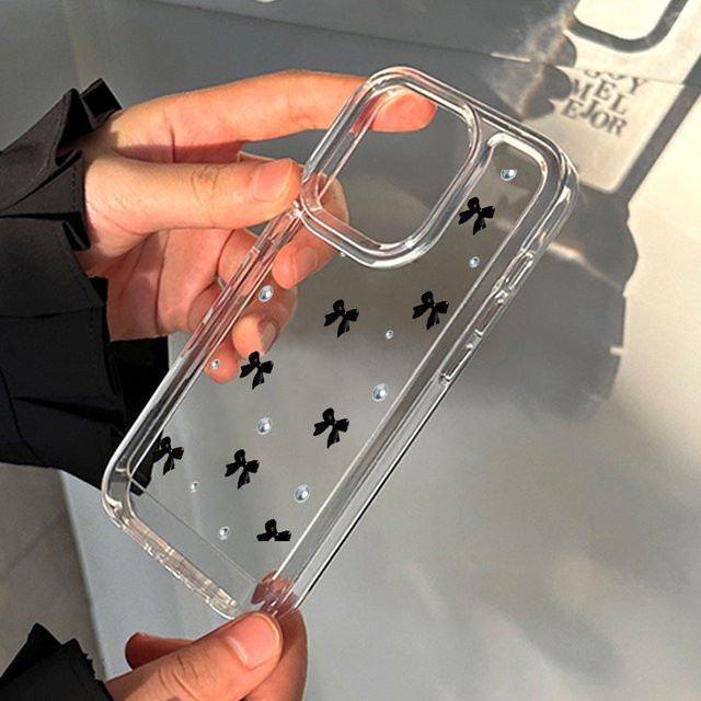 DecoPhone Handyhülle Perlenschleife für iPhone 11 bis 17 Pro Max Plus Serie aus weichem TPU in Transparent - Bild 1