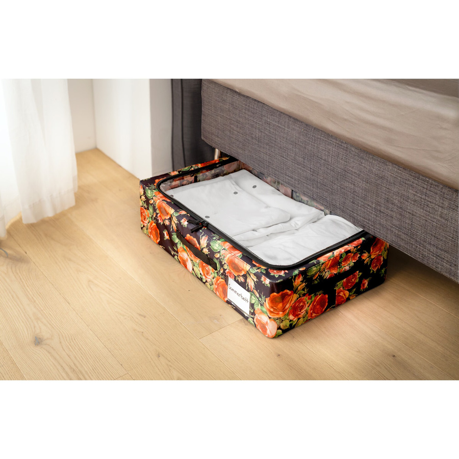 Genialo Profi-Unterbett-Box Rosen in Schwarz Rot Multicolour aus Stoff - Bild 2
