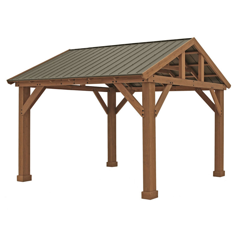 Westmann Holzpavillon Yukon aus Cedar-Holz, Farbe: Braun/Grau, L x B x H: 427 x 365 x 330 cm - Bild 4