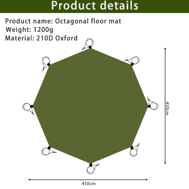 Top Lander Campingmatte in Grün, wasserdichte Picknickmatte und Bodenplane, B/T: 4,1 x 4,1 m - Bild 2