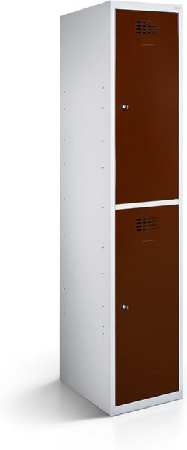 rotstahl Garderobenspind mit 2 Türen in Braun und lichtgrauem Korpus, B/T/H: 30 x 50 x 180 cm - Bild 1
