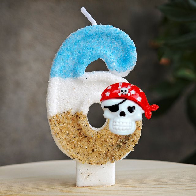 Potdemiel Piraten Geburtstag Kuchenkerzen mit Totenkopf Motiv, Mehrfarbig, Maritime Dekoration für Party und Geburtstag - Bild 1