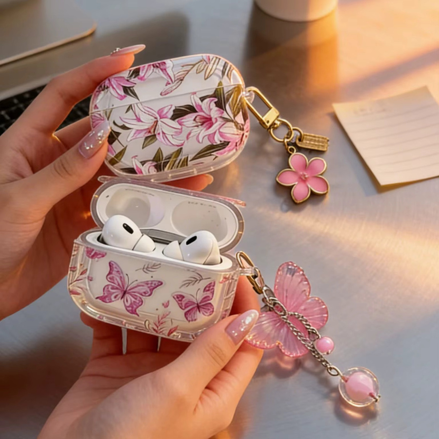 Cartoon Kopfhörerhülle für Apple AirPods 1 2 3 4 Pro und Pro 2 in Bonbonfarben mit Haken, Multicolor und Orange - Bild 1
