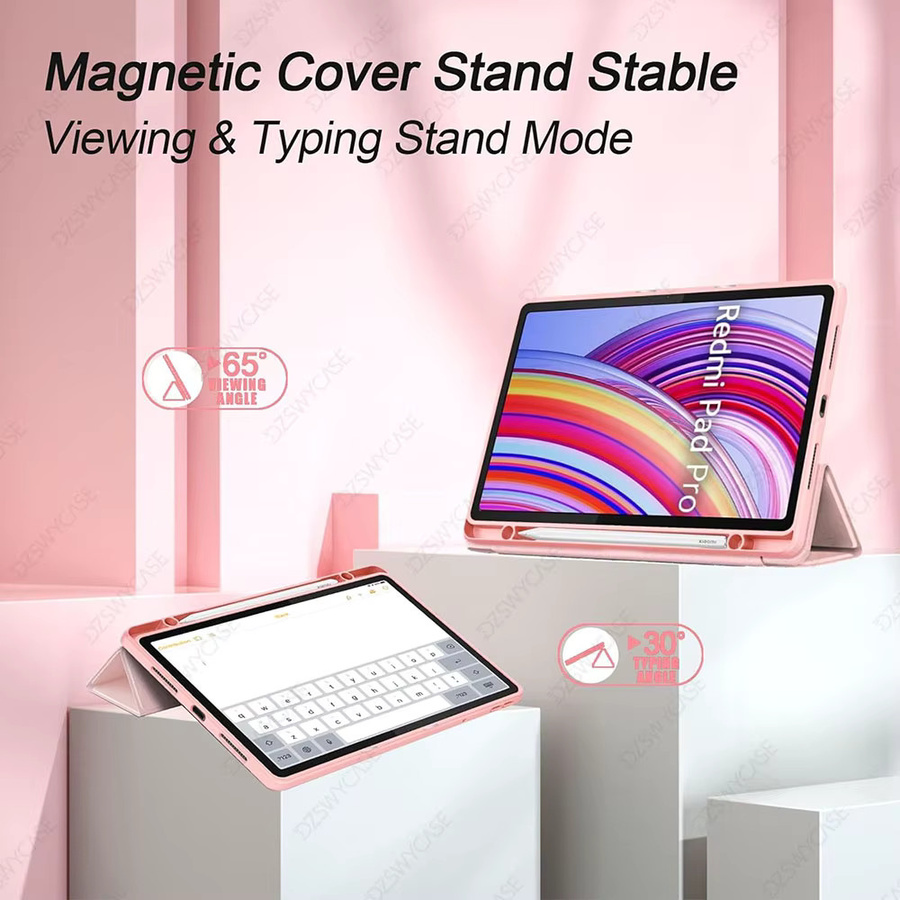 Schutzhülle für Xiaomi Redmi Pad Pro 12,1 Zoll 2024 und Xiaomi Poco Pad mit Stifthalter und Auto Sleep/Wake Funktion in Schwarz oder Pink - Bild 3