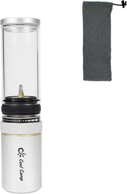 TOMTOP JMS Tragbare Gaslampe aus Metall und Glas in Silber für Outdoor, Angeln, Picknick und Zelt - Bild 1