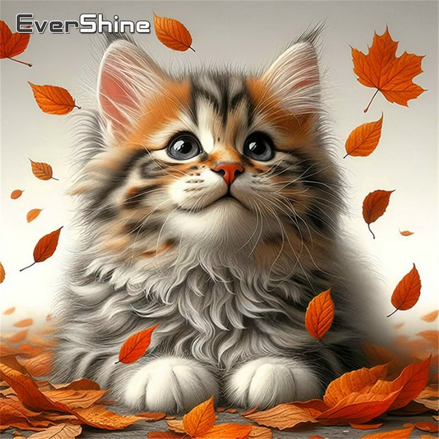 Evershine DIY Diamantmalerei Katze als Stickerei-Set mit Strass-Mosaik in Mehrfarbig, B/H: 20 x 20 cm - Bild 1