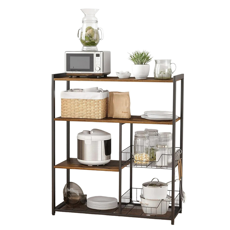 Songmics Küchenregal KKS96X mit Metallkörben aus Stahl in Braun-Schwarz, B/T/H: 93,5 x 35,0 x 35,0 cm - Bild 2