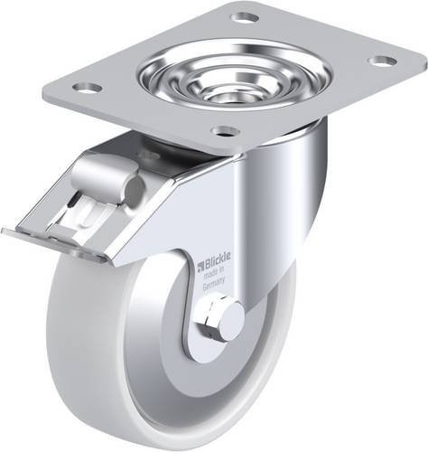 Blickle Lenkrolle LK-PO 125KA-3-FI-FA mit Feststeller, Rad-Durchmesser: 125 mm, Tragfähigkeit: 300 kg, Farbe: Weiß/Grau - Bild 1