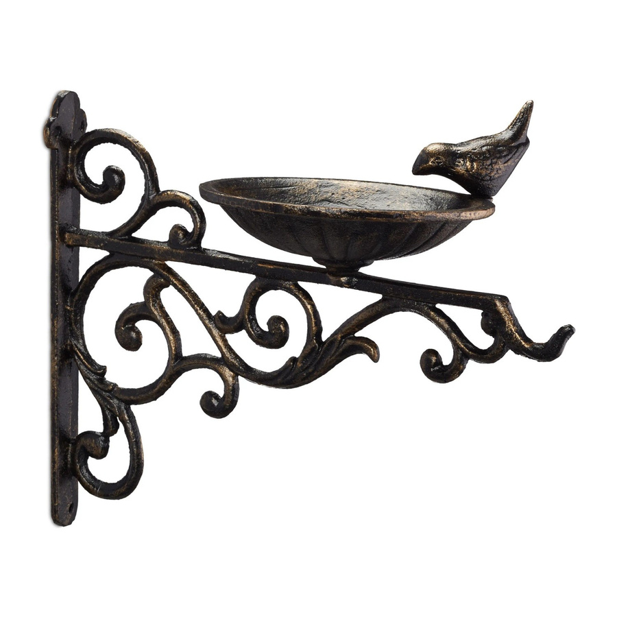 Relaxdays Vogeltränke aus Gusseisen in Bronze, nostalgisches Design, B/T/H: 24 x 28 x 14 cm - Bild 2