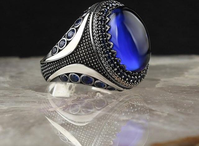 Ring Türkisperlenring, Zirkonia, Silber, Unisex, Vintage - Bild 1
