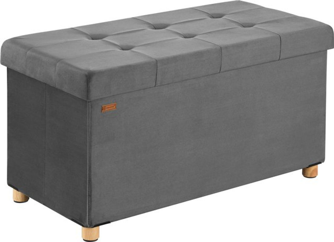 CASARIA Sitzbank aus Samt in Anthrazit mit Stauraum, faltbar, B/T/H: 76 x 38 x 42 cm - Bild 2