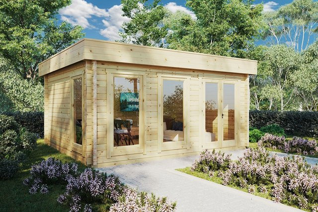 Modernes Gartenhaus Ian aus Holz mit Flachdach B/T: 500 x 400 cm - Bild 1