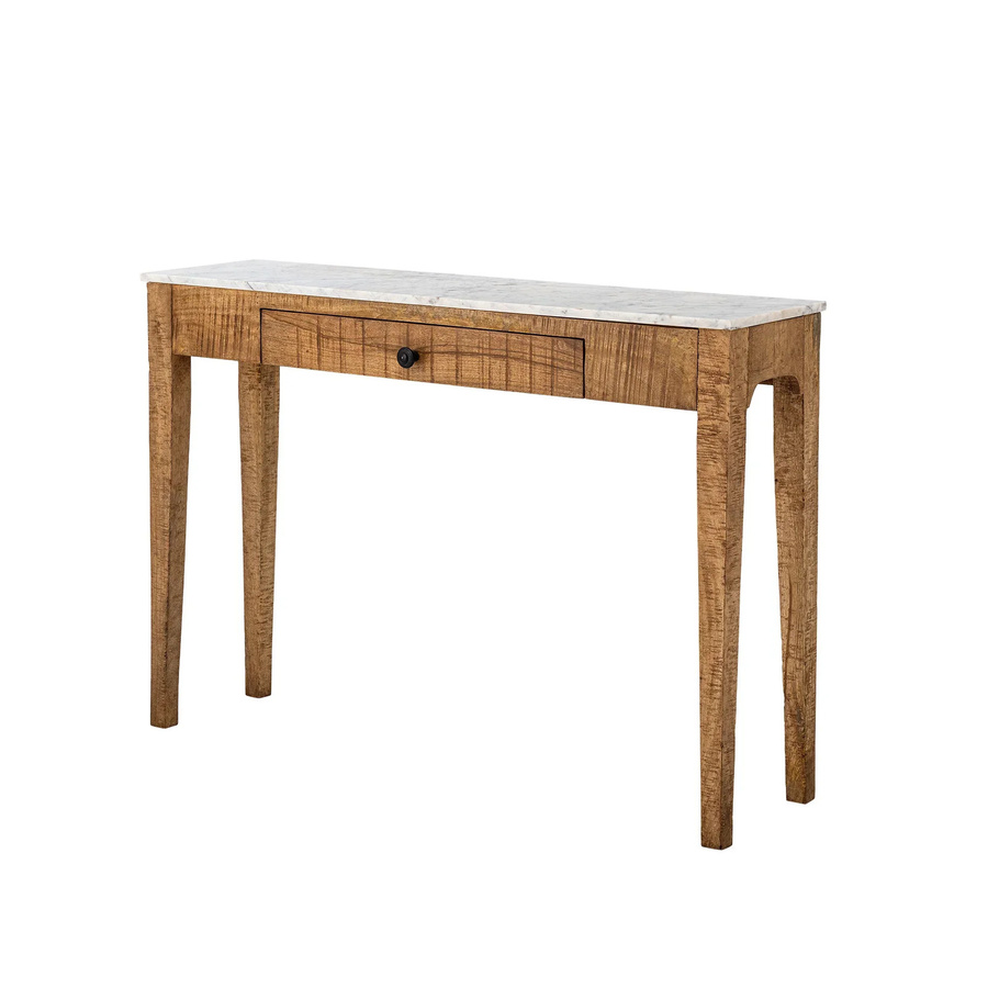 Bloomingville Konsolentisch Hauge aus braunem Mangoholz und Marmor, Breite: 110 cm, Höhe: 28 cm - Bild 1