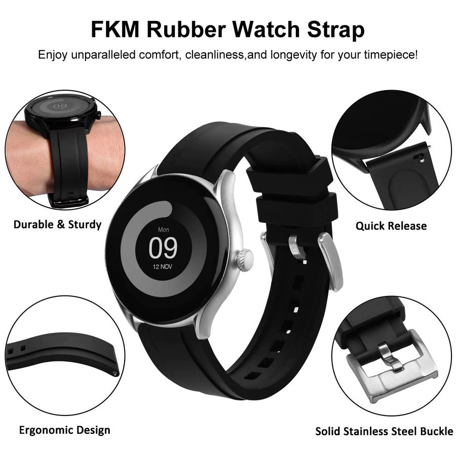 Wocci Uhrenarmband, Kautschuk, Schwarz, Unisex - Bild 5