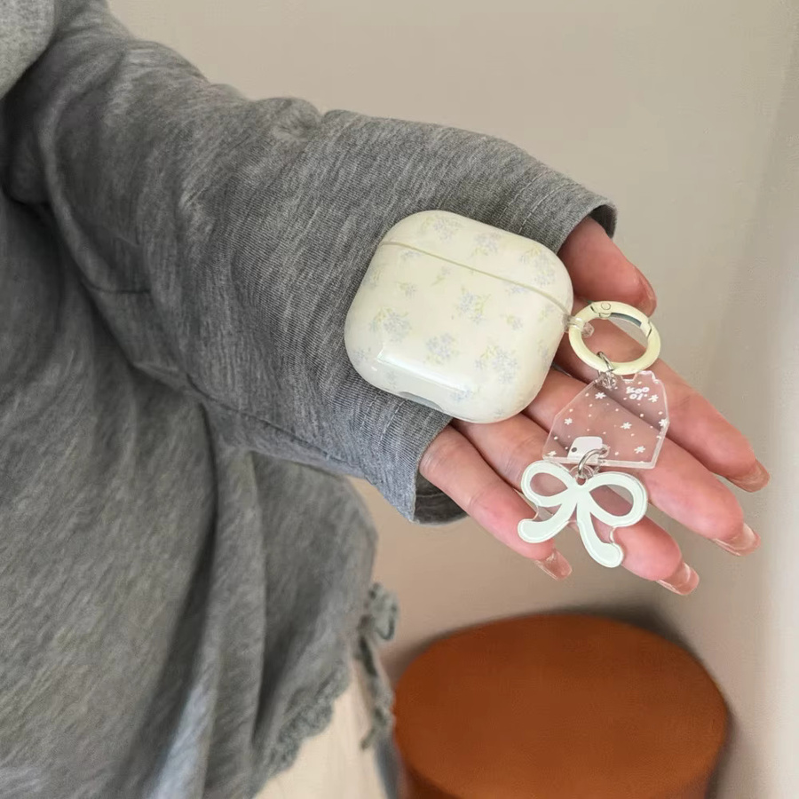Stoßfeste weiche AirPods Hülle mit Blumenmuster für Apple AirPods Pro 2, 3. und 4. Generation in Gelb und Lila - Bild 2