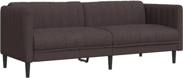 vidaXL 3-Sitzer Sofa Dunkelbraun mit Stoffbezug und Massivholzrahmen, B: 193,0 cm, H: 76,5 cm, T: 74,5 cm - Bild 1