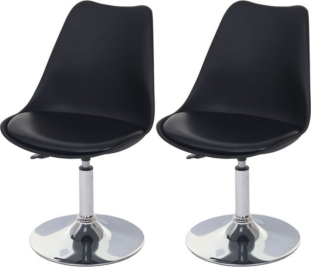 2er-Set MCW Drehstühle Vaasa T501 Esszimmerstühle aus Kunstleder in Schwarz mit Chromfuß und Höhenverstellung - Bild 1