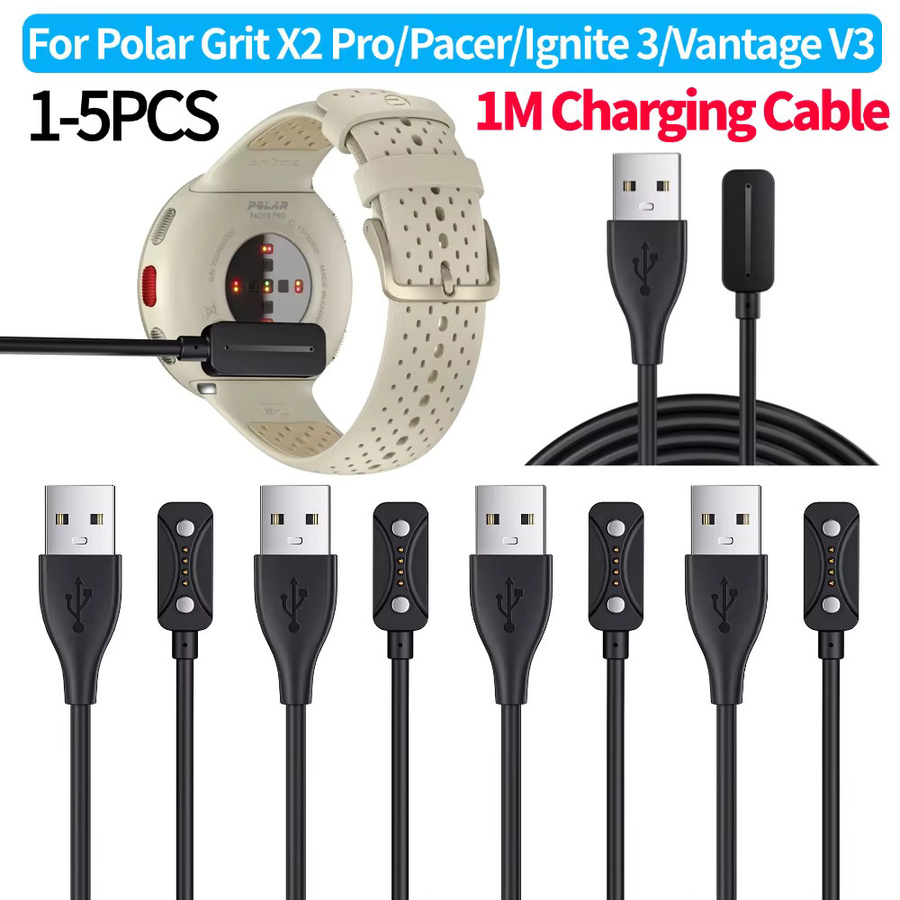 ALLOYSEED Magnetisches 2-Pin USB-Ladekabel für Polar Pacer, Pacer Pro, Ignite 3 und Vantage V3 in Schwarz - Bild 3