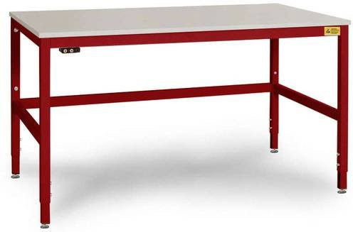 Manuflex CANTOLAB ESD-Arbeitstisch LC3916.3003 mit Kunststoffplatte, Rubin-Rot, B/T/H: 160 x 80 x 75,8-95,8 cm - Bild 1