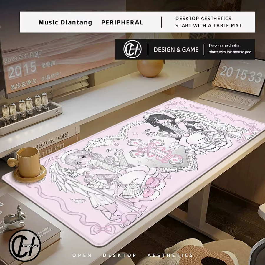 Wasserdichtes Gaming Mauspad mit Cartoon-Maus-Design von HYBXAXC in Weiß oder Pink - Bild 3