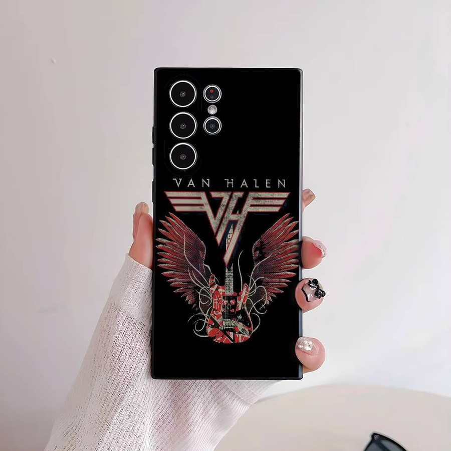 E-Eddie Van H-Halen Sänger Handyhülle für Samsung Galaxy S25 S24 S23 S22 S21 S20 Plus 5G Frosted Non-Slip Full Soft Cover in Schwarz - Bild 2