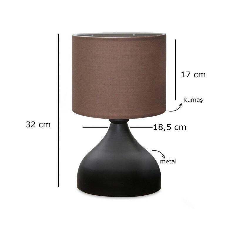 Opviq Tischleuchte aus Metall und Stoff in Beige und Braun, E27, B/T/H: 22 x 22 x 32 cm - Bild 3