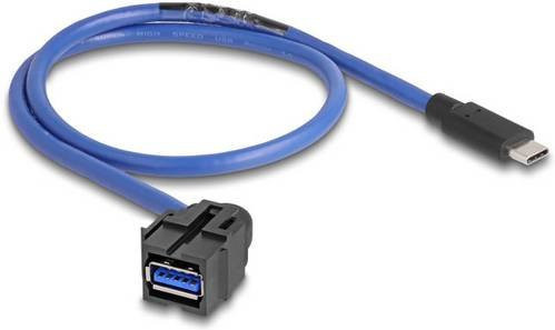 Delock USB-Kabel mit USB-A und USB-C Stecker in Schwarz und Blau, Länge: 0,50 m - Bild 1