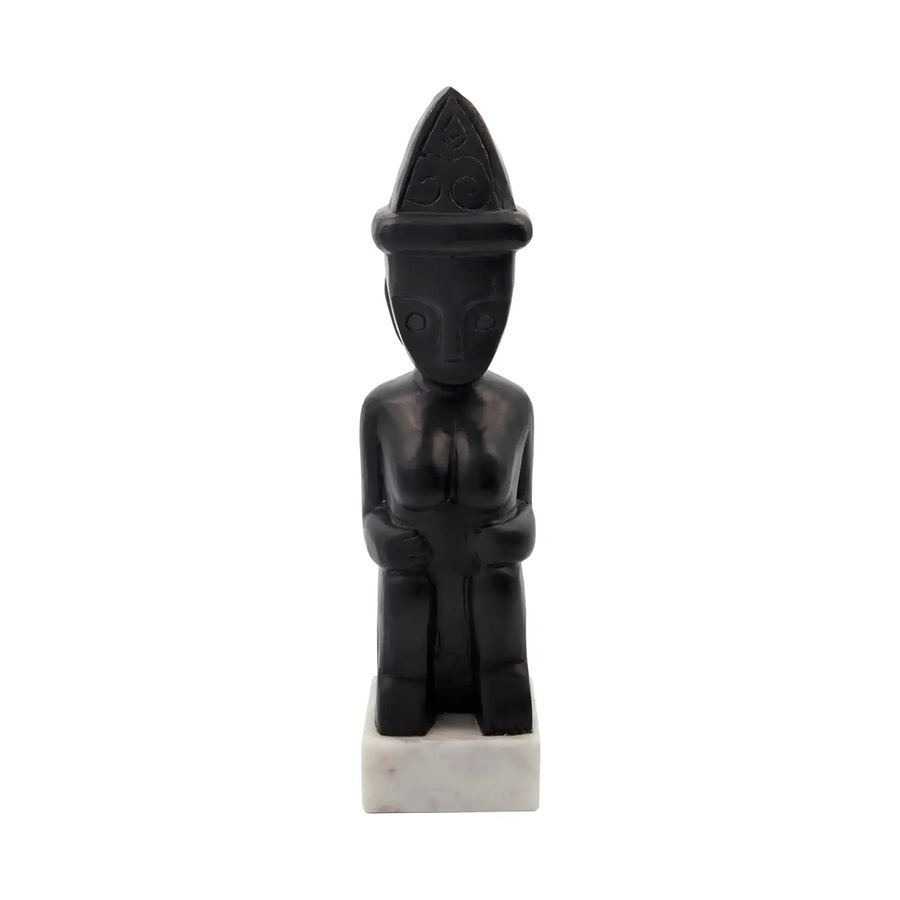 House Doctor Kunstwerk Two Sitting Skulptur in Schwarz aus Mangoholz und Marmor, Höhe: 35,0 cm, Breite: 9,0 cm, Tiefe: 9,0 cm - Bild 1