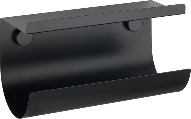 WENKO Küchenhelfer Jet Rollenhalter mit Regal in Schwarz aus Metall zur Wandmontage - Bild 1